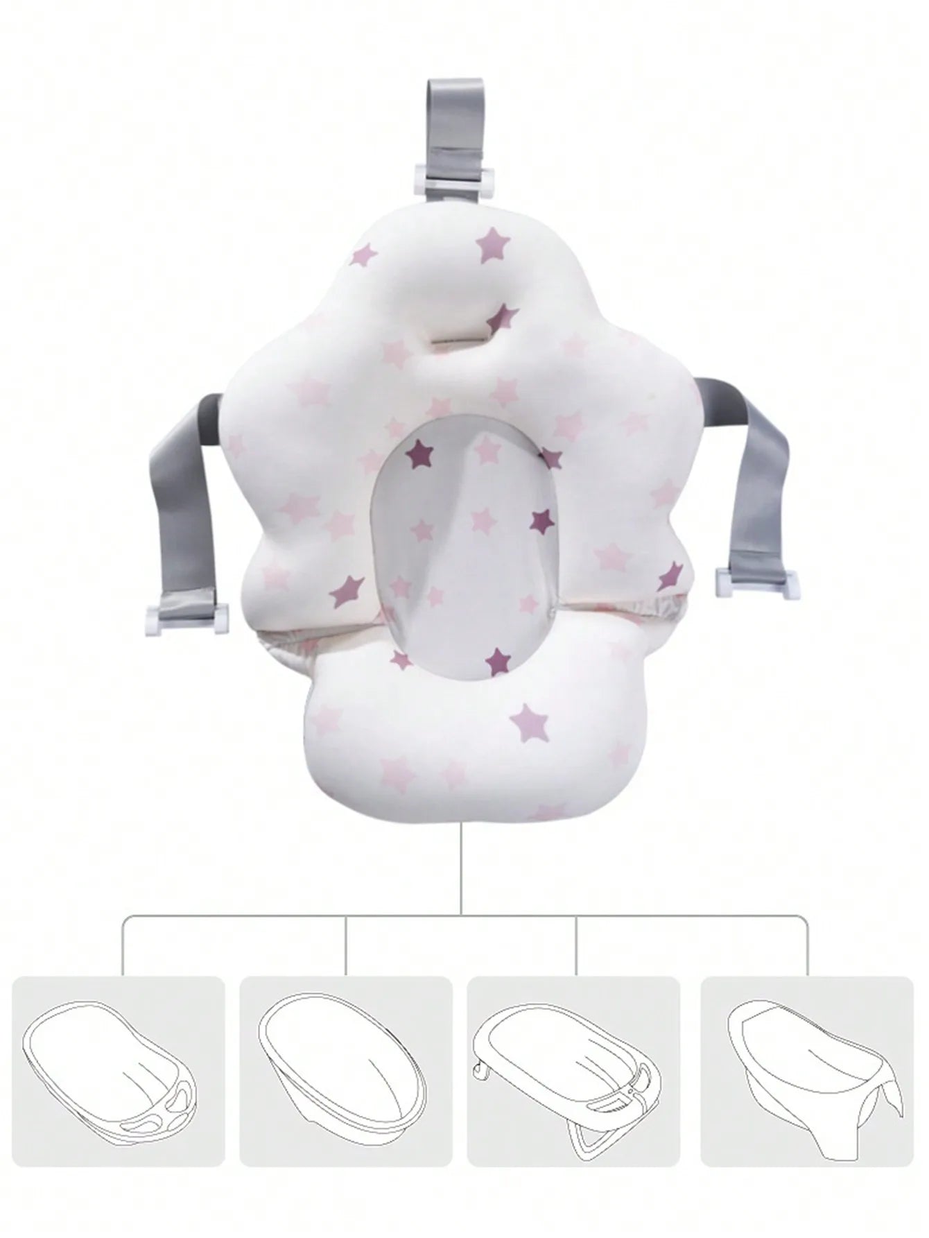 Filet de bain pour nouveau-né, cadre de bain, tapis de suspension pour bain de bébé, lit de bain, filet de bain antidérapant, poche pour s'asseoir et s'allonger