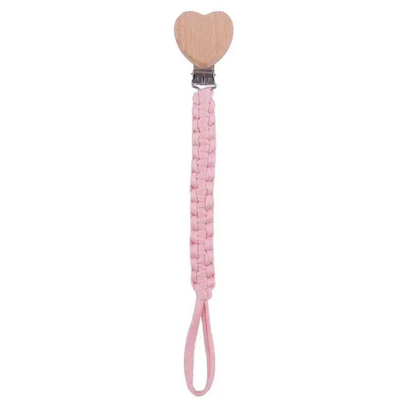 Chaîne de sucette personnalisée en bois pour bébé, avec nom, tissage, pendentif, anneau de dentition, cadeau pour nouveau-né