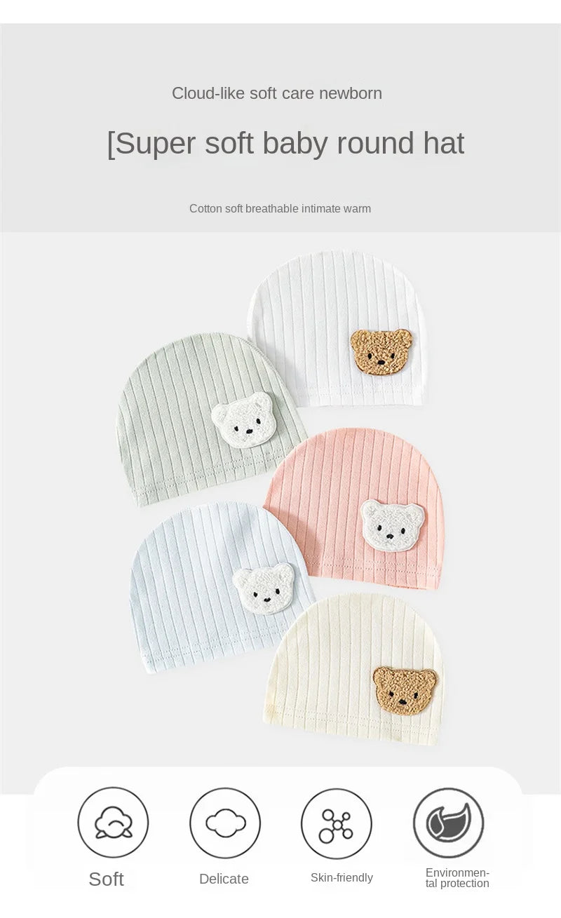 Newborn Baby Hat Spring and Autumn Models 0-3 Months Boy Girls 100% Cotton Fetal Hat Infant Accessories