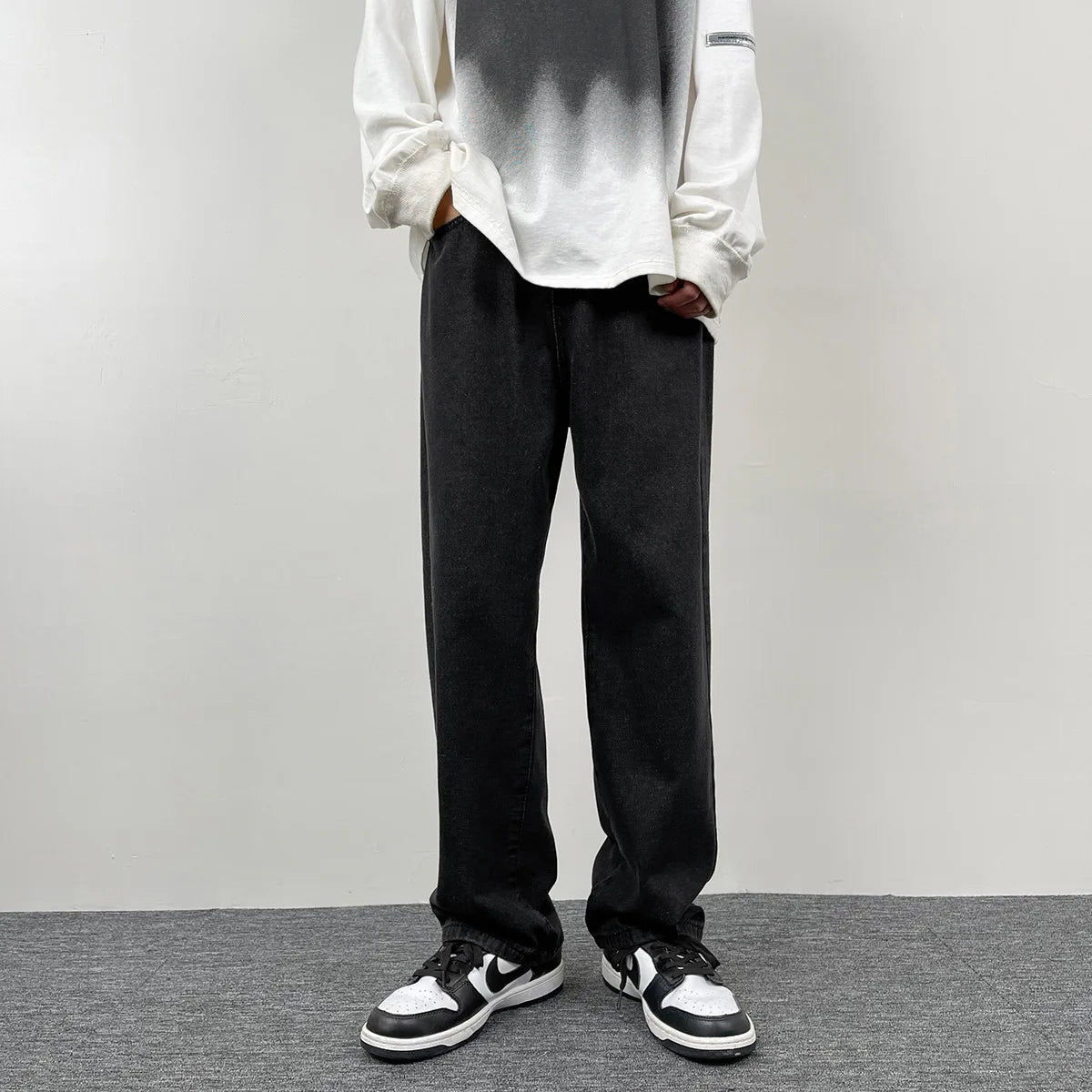 Nouveaux jeans décontractés pour homme 2025 | Style coréen, européen et américain | Pantalons en denim droits et larges | Couleur unie tendance