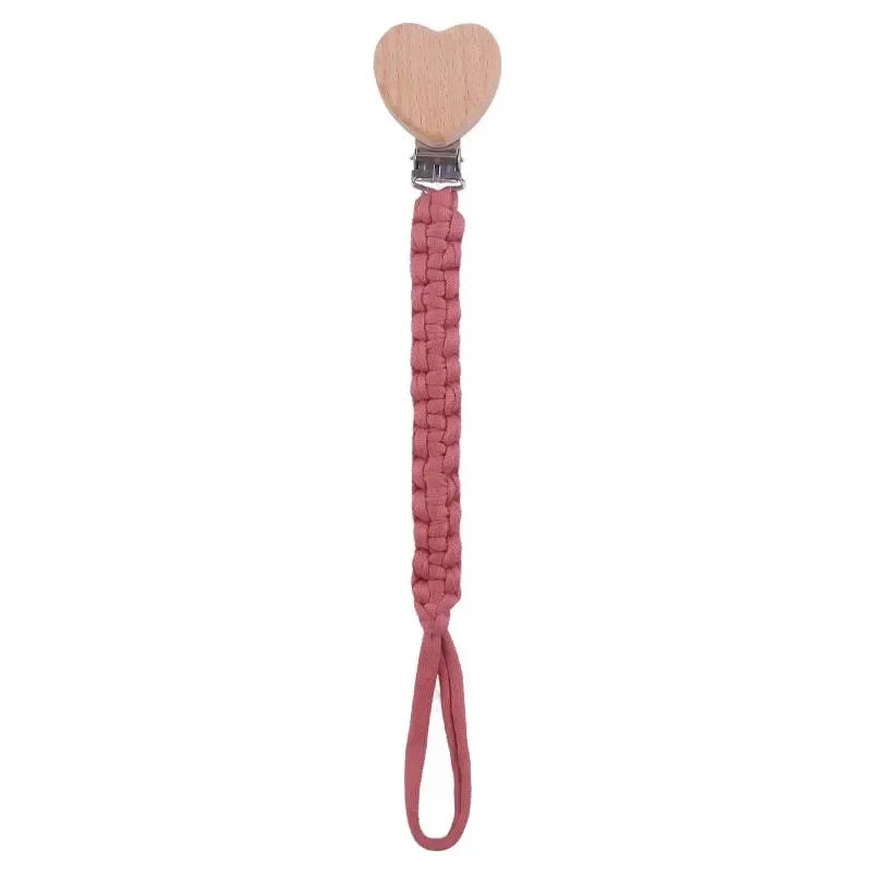 Chaîne de sucette personnalisée en bois pour bébé, avec nom, tissage, pendentif, anneau de dentition, cadeau pour nouveau-né