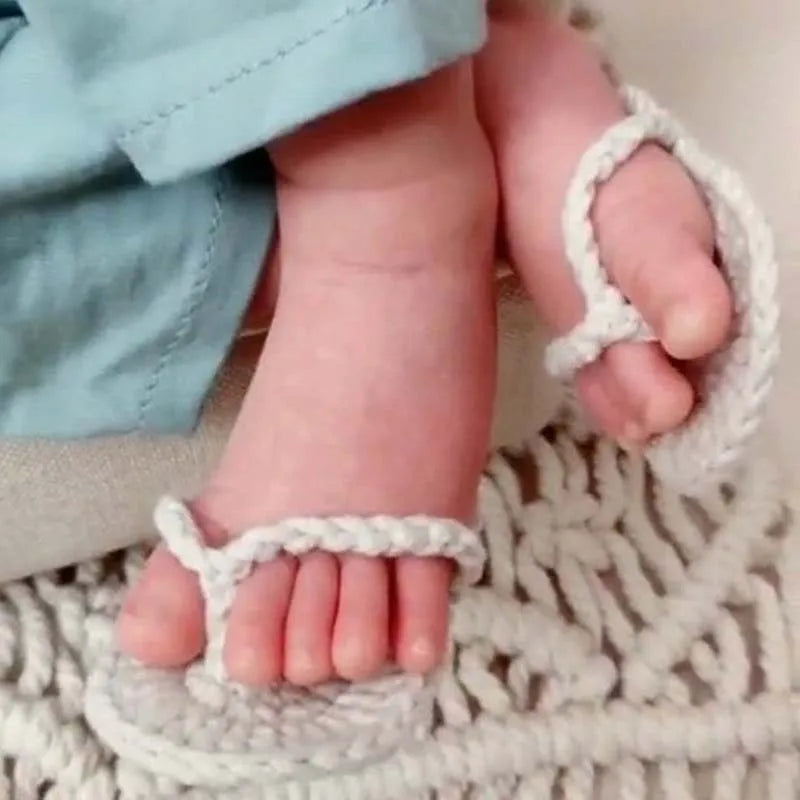 Newborn Photography Prop Accessories 1 Pair Baby Knitted Slippers Mini Handmade Crochet Shoes Boys Girls Fotografia Flip-flops