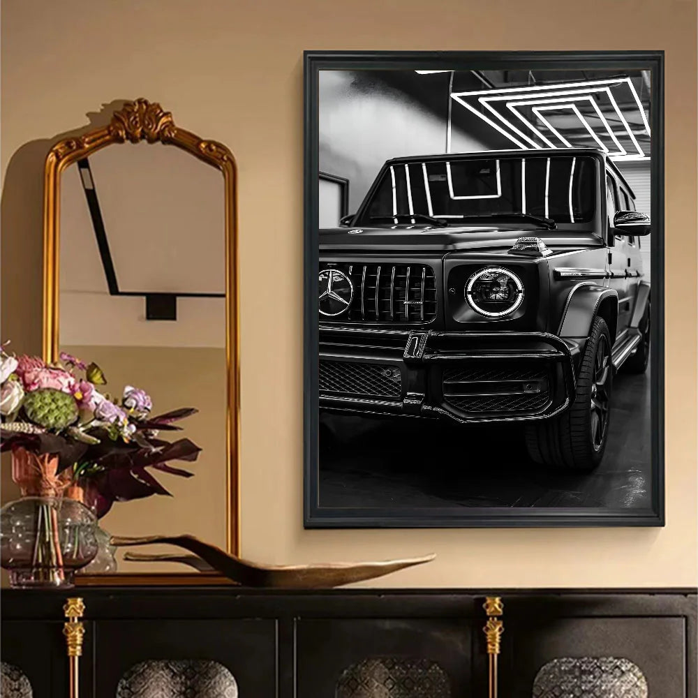 Modern Moda Duvar Sanatı Basit Siyah Beyaz Lüks Araba Poster HD Posterler Ev Odası Bar Kafe Dekor Sanat Duvar Resmi Resim