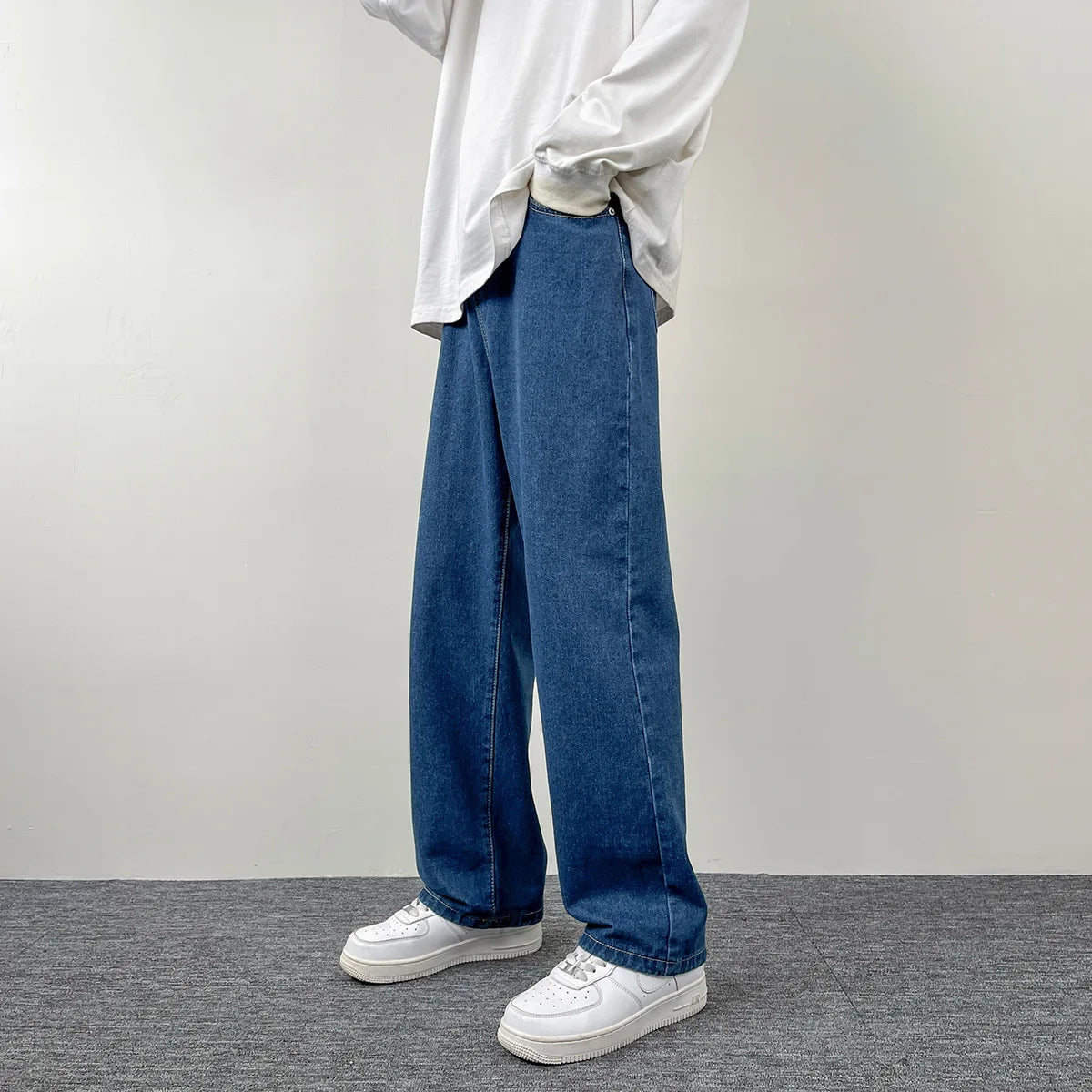 2025 New Men's Casual Jeans | Korean Euro US Style | Straight & Wide Leg Denim Pants | Solid Color Trendy Design