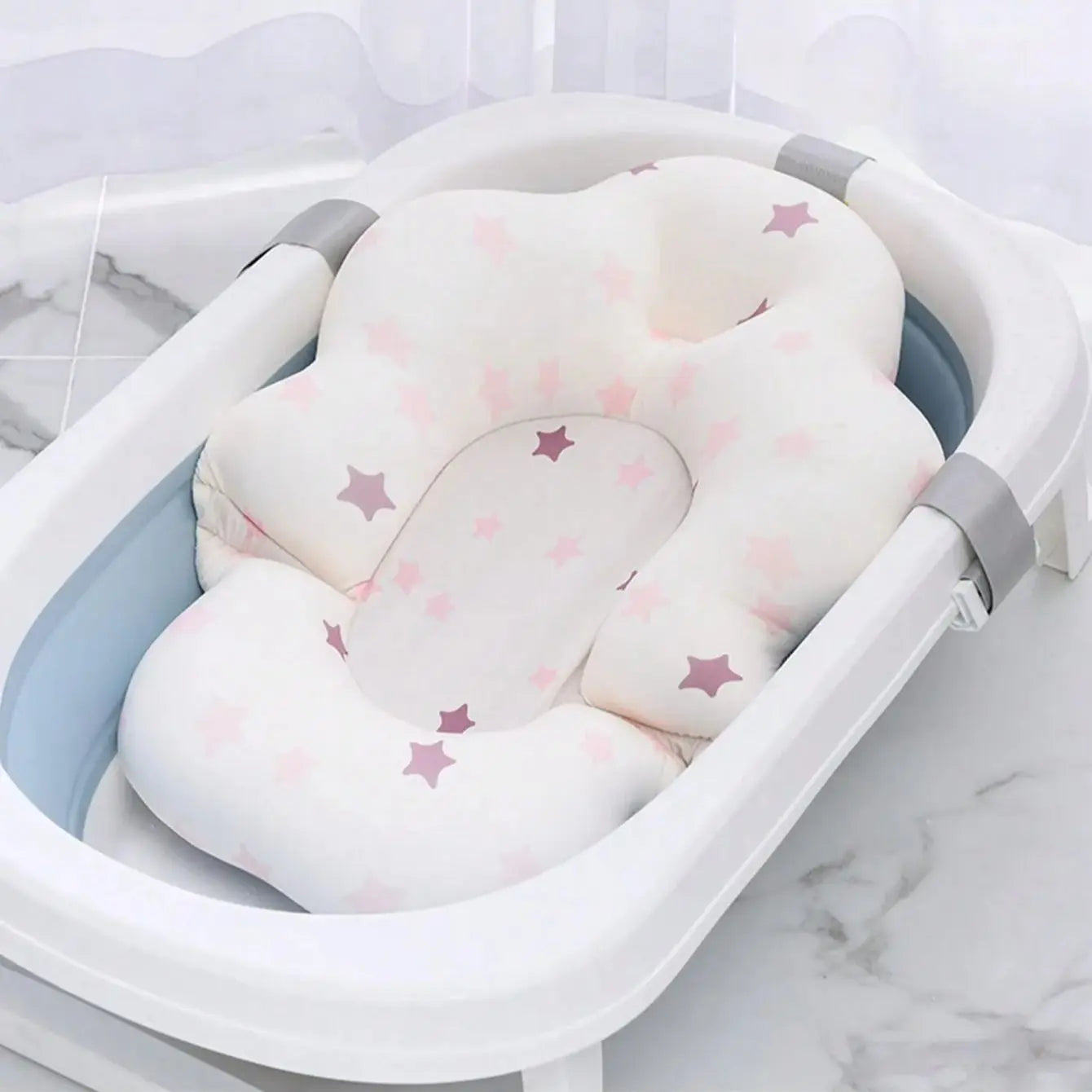 Filet de bain pour nouveau-né, cadre de bain, tapis de suspension pour bain de bébé, lit de bain, filet de bain antidérapant, poche pour s'asseoir et s'allonger