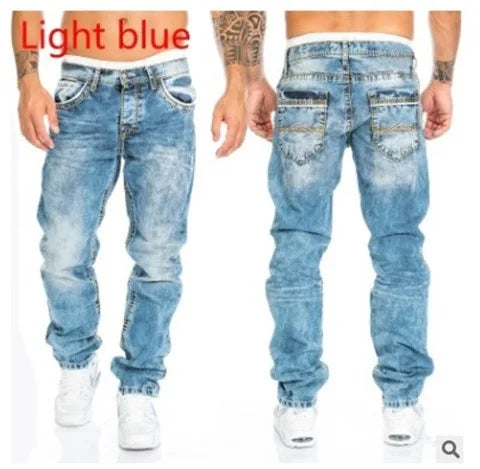 Jeans tendance pour hommes, coupe droite et décontractée, style hip-hop, avec coutures apparentes, tailles S à 5XL, collection européenne et américaine 2024.
