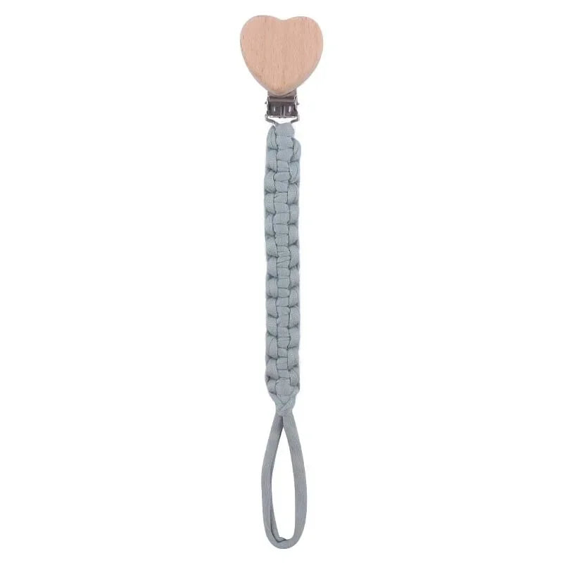Chaîne de sucette personnalisée en bois pour bébé, avec nom, tissage, pendentif, anneau de dentition, cadeau pour nouveau-né