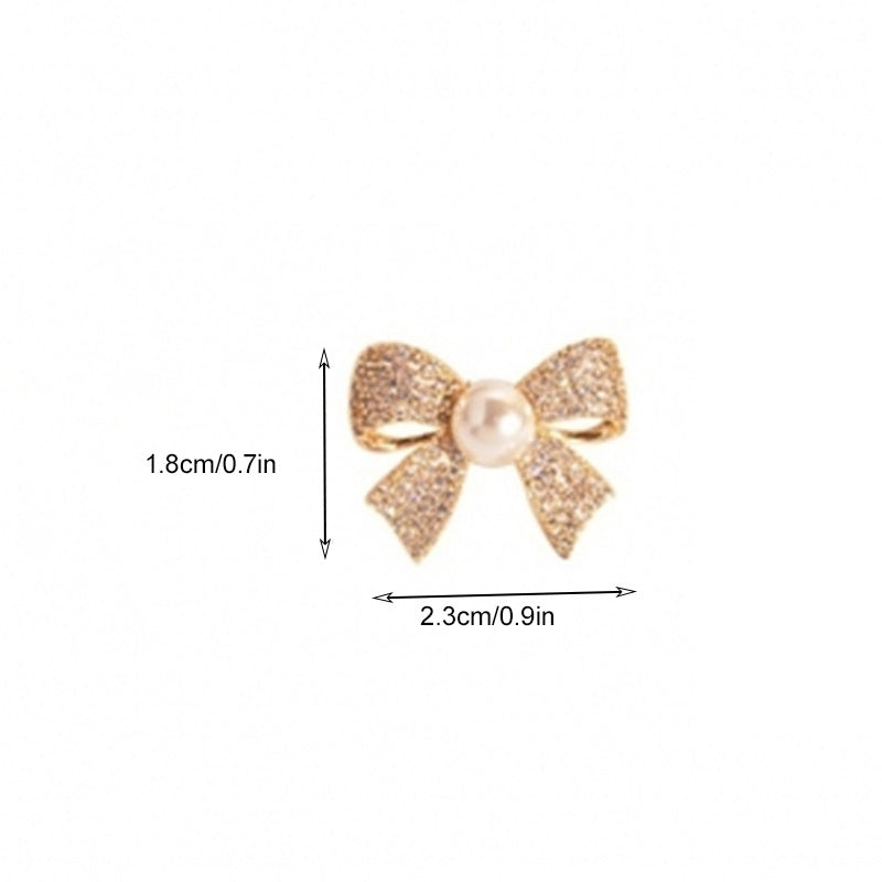 Pearl Accent Bow Decor Stud Earrings - Elegant Fashion Jewelry for Women with Personality - Hypoallergenic, Nickel-Free, and Comfortable to Wear