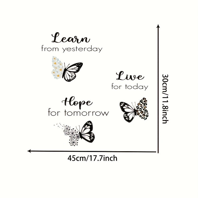 1pc Inspirational Black and White Butterfly Wall Sticker for Home Decor - Cartoon Butterfly PVC Wall Art