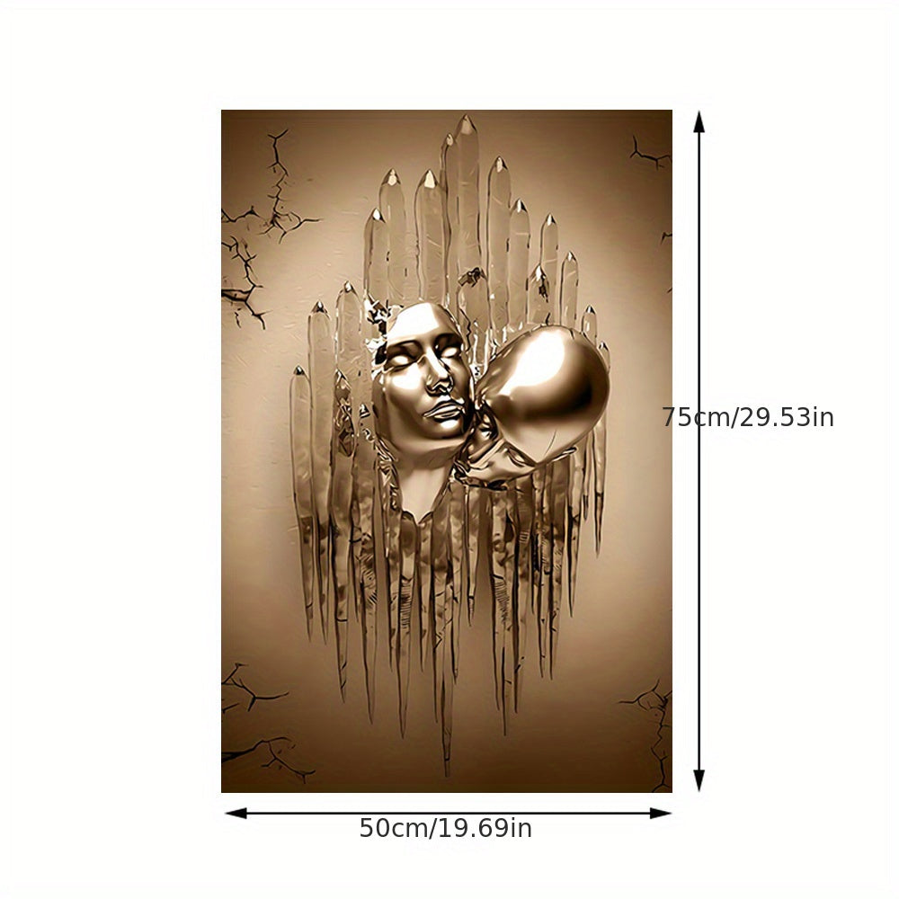 Peinture abstraite sur toile représentant un couple amoureux s'embrassant et s'embrassant - Décoration murale pour salle de bain, chambre, bureau, salon, maison - Sans cadre