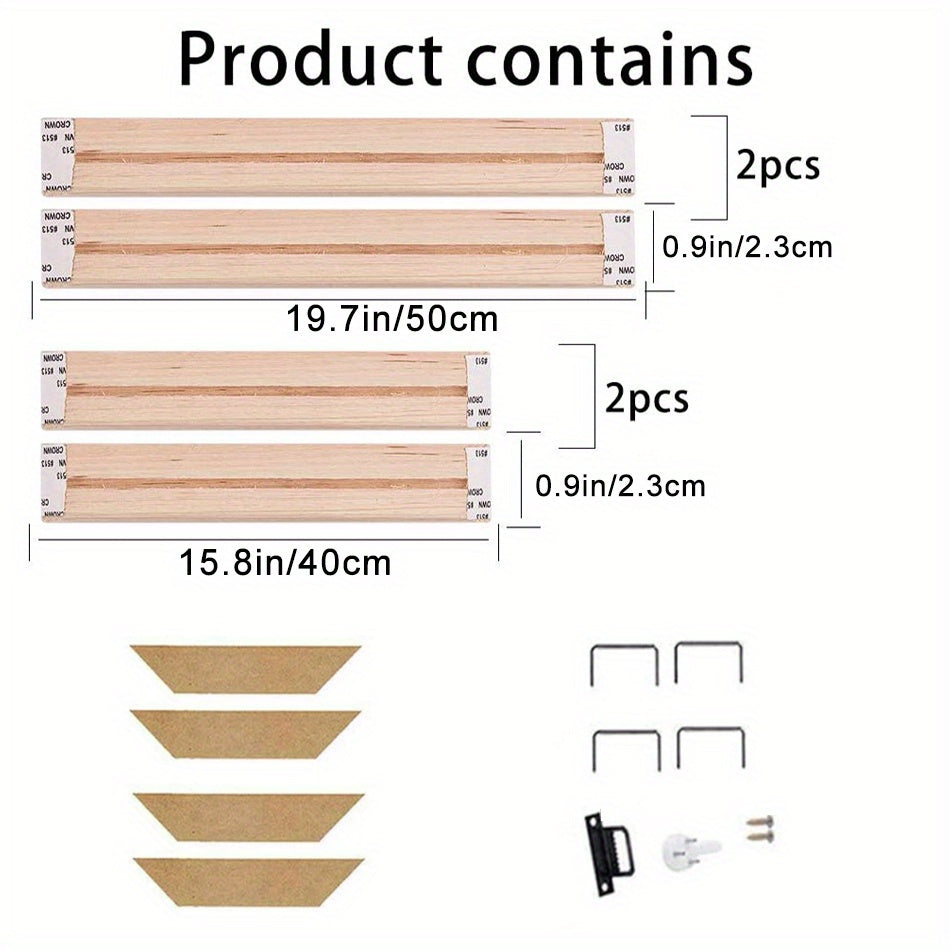 1 set Easy-to-Use DIY Wood Canvas Stretcher Frame Kit for Gallery Wrap Oil Paintings - Perfect for Wall Art Decor