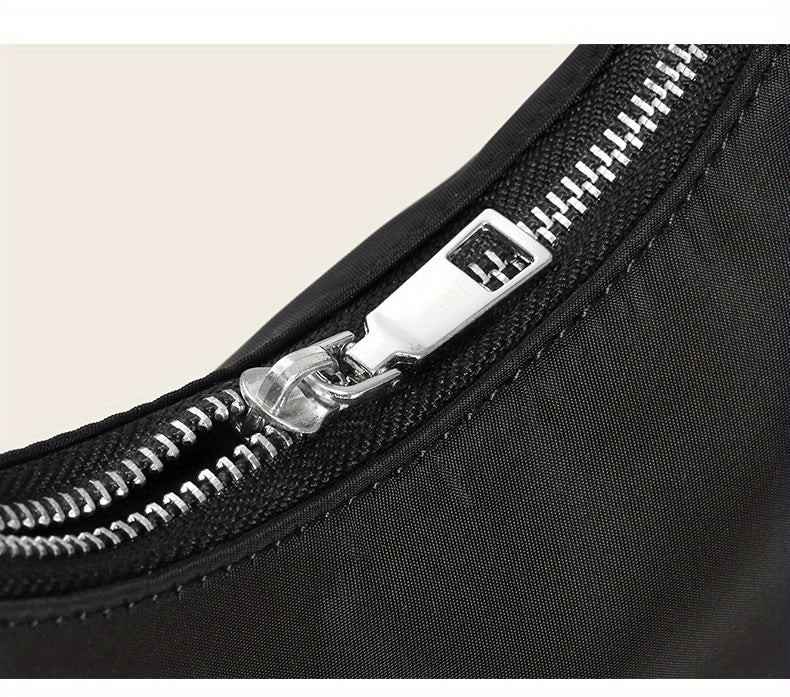 Y2K Chic Chain Baguette Bag - Stylish Nylon Shoulder Purse - Durable & Versatile for Everyday Fashion - Solid Colors for the Fashion-Forward Woman