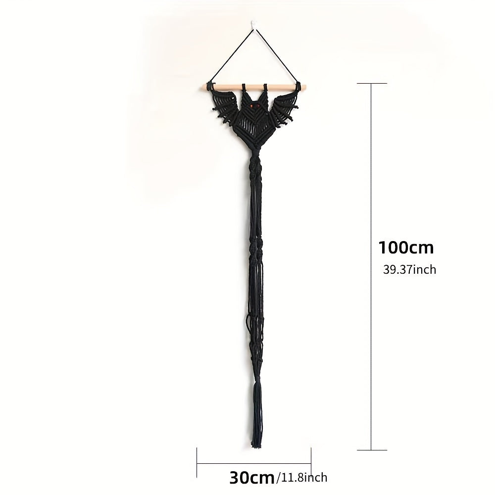 1pc Gothic Bat Decoration Wall Art Hanging Plant Rack With Lace For Room Decor, Fall Farmhouse Room Decor, Home Halloween Decor