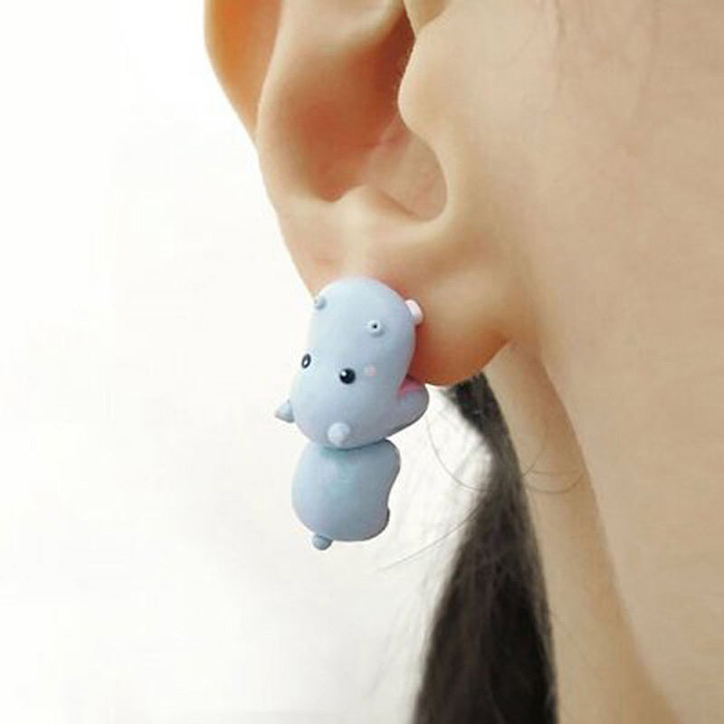 Charming Metal Cartoon Animal Earrings - Cute Dinosaur, Puppy & Whale Designs for Men and Women - Perfect Party Favors & Gifts, Clay Bite, Fashion Accessories