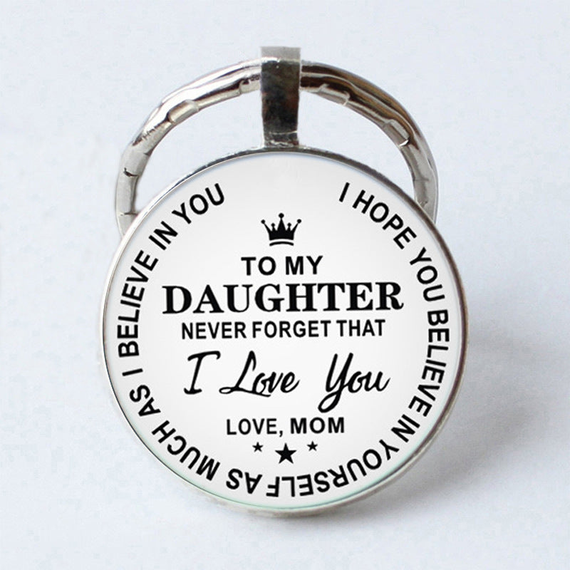 To My Daughter Stainless Steel Keychain Fashion Vintage Bag Key Chain Ornament Bag Purse Charm Accessories