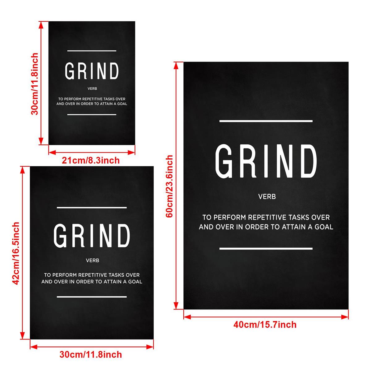 [3 pièces d'art mural sur toile de motivation] Lot de 3 citations sur l'exécution de Grind Hustle - Cadeaux de motivation pour amis, entrepreneurs et décoration de bureau à domicile - Affiches inspirantes sans cadre