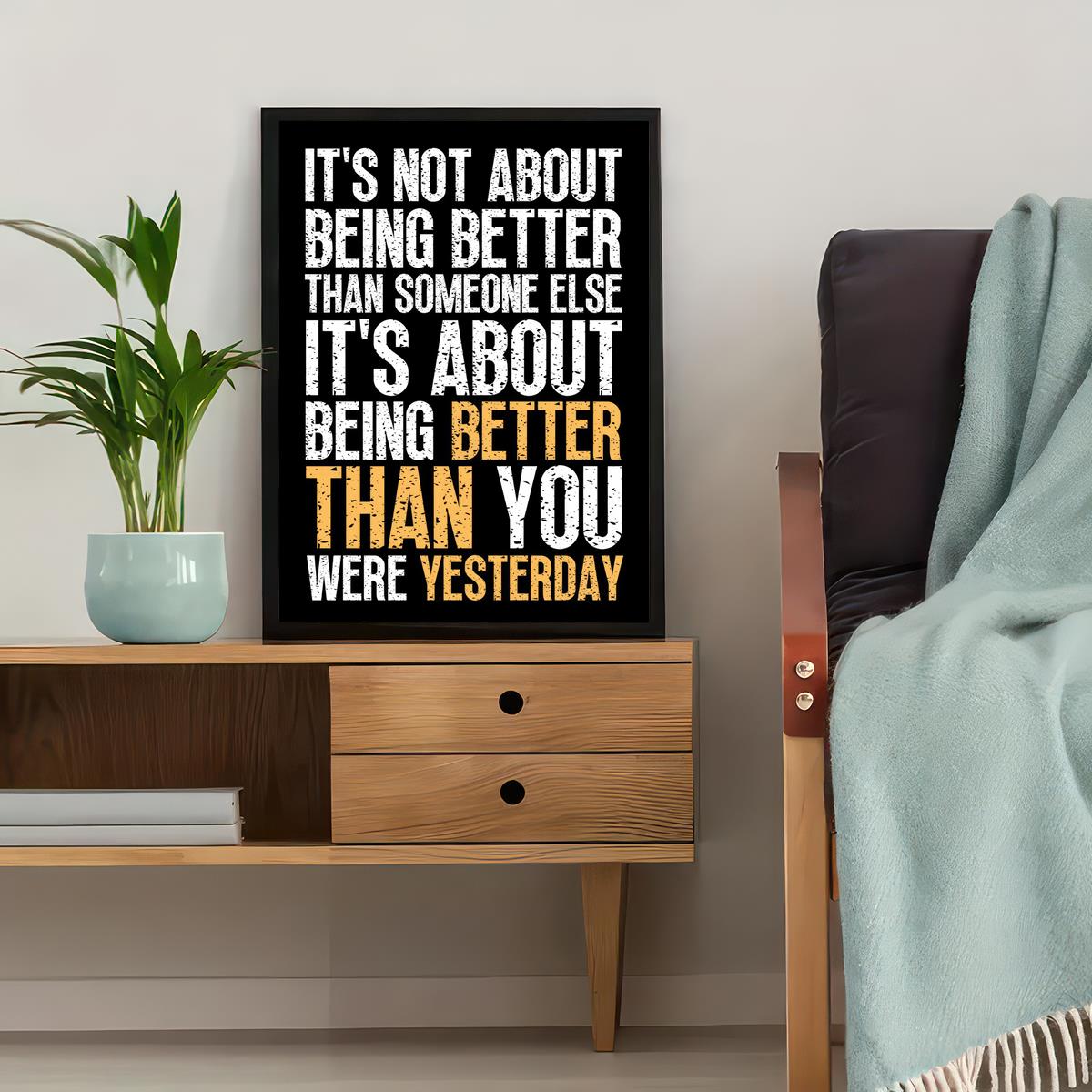 1 adet Sanat Tuval Poster, Daha İyi Olmakla İlgili Değil, İlham Verici Sözler Duvar Sanatı Poster, Banyo Yatak Odası Ofis Oturma Odası Ev Duvar Dekoru İçin Sanat Eseri Duvar Resmi, Çerçevesiz