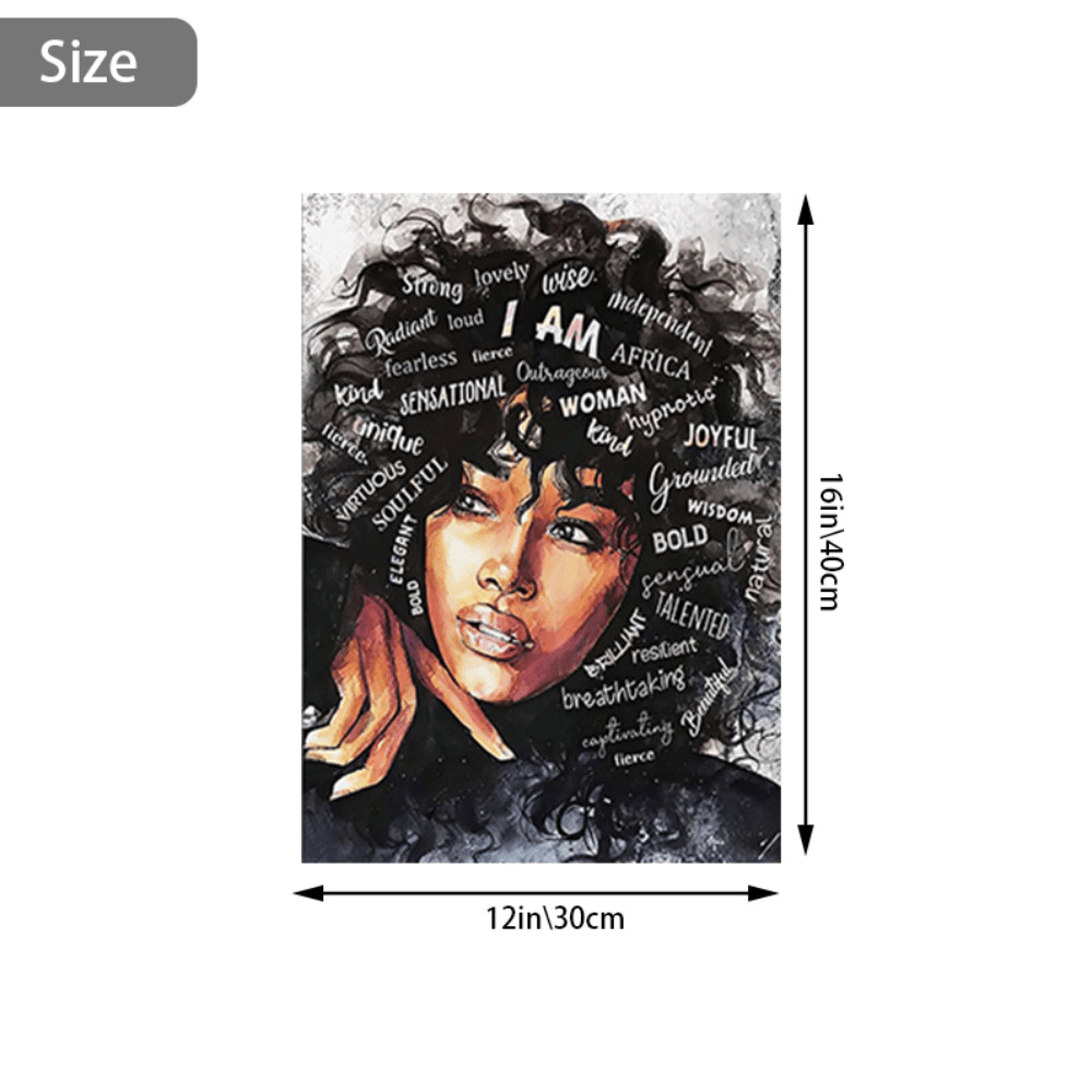 [1pc Black Queen Canvas Wall Art] 1pc Black Queen Canvas Wall Art African American Poster Black Women Canvas Wall Art Abstract Contemporary Canvas Prints Painting Decoration For Living Room Bedroom Washing Room Children's Roo