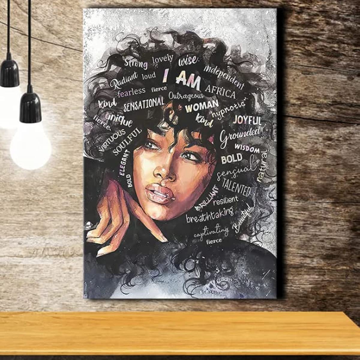 [1pc Black Queen Canvas Wall Art] 1pc Black Queen Canvas Wall Art African American Poster Black Women Canvas Wall Art Abstract Contemporary Canvas Prints Painting Decoration For Living Room Bedroom Washing Room Children's Roo