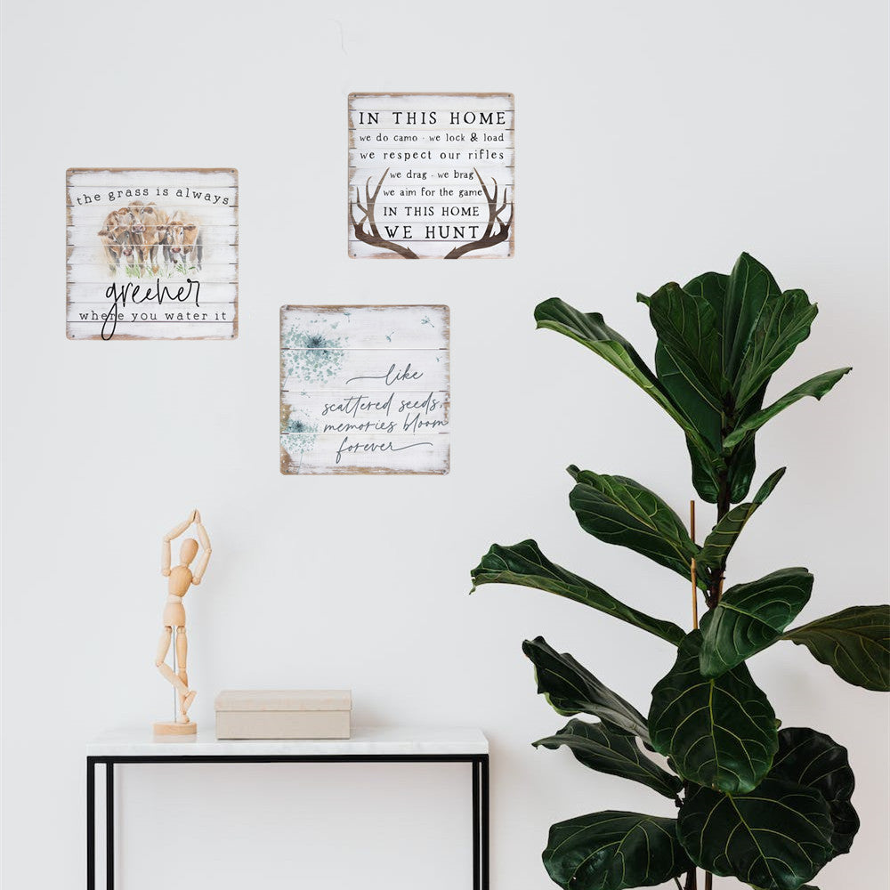 1 adet "Bu Evde Avlanıyoruz" Rustik Metal Tabela (8"x8") - Ev, Ofis, Bar, Kafe, Garaj için Vintage Tarzı Mizah Dekoru | Güvenli Kıvrılmış Kenarlara Sahip Yüksek Kaliteli Teneke | Su Geçirmez ve Solmaz, Ofis Mizah Tabelası | Temalı Duvar Sanatı | Wea