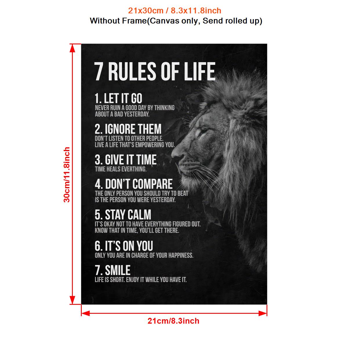 [1pc Inspirational Quotes Poster] 1pc Canvas Poster, Vintage Art, Inspirational Quotes Poster, 7 Rules Of Life, Ideal Gift For Bedroom, Decor Wall Art, Wall Decor, Fall Decor, Wall Decor, Room Decor, Room Decoration, No Frame
