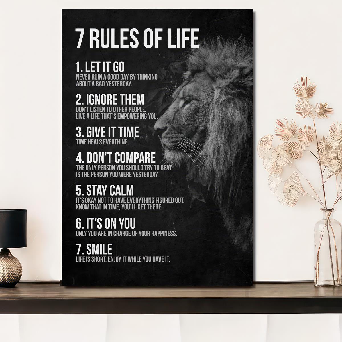 [1pc Inspirational Quotes Poster] 1pc Canvas Poster, Vintage Art, Inspirational Quotes Poster, 7 Rules Of Life, Ideal Gift For Bedroom, Decor Wall Art, Wall Decor, Fall Decor, Wall Decor, Room Decor, Room Decoration, No Frame