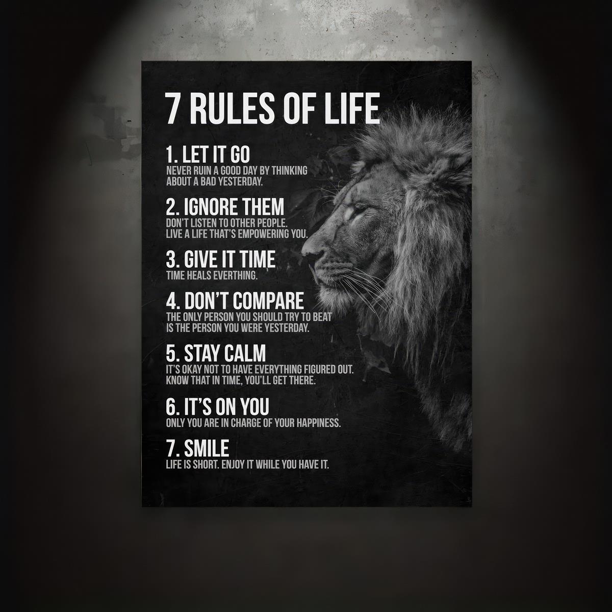 [1pc Inspirational Quotes Poster] 1pc Canvas Poster, Vintage Art, Inspirational Quotes Poster, 7 Rules Of Life, Ideal Gift For Bedroom, Decor Wall Art, Wall Decor, Fall Decor, Wall Decor, Room Decor, Room Decoration, No Frame