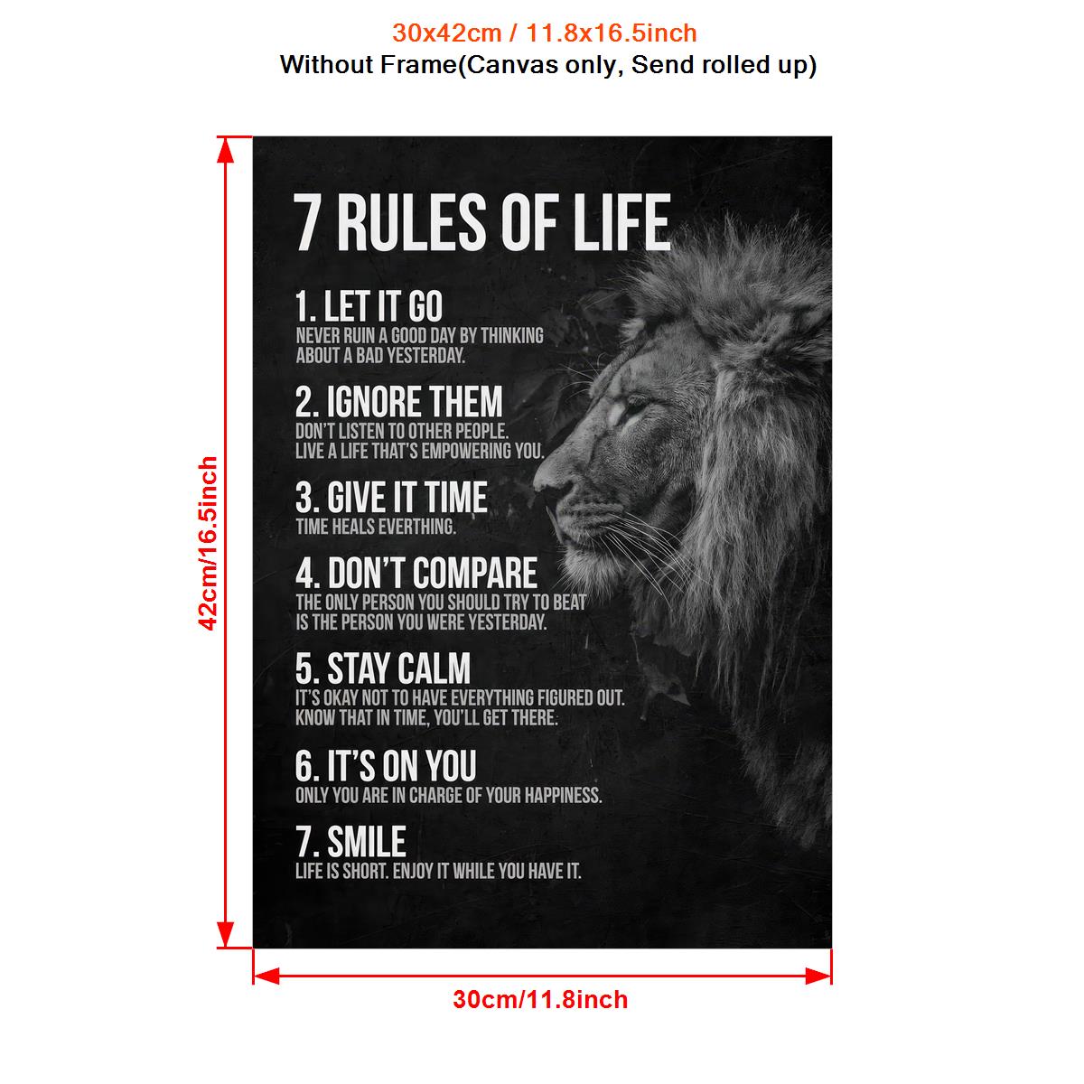 [1pc Inspirational Quotes Poster] 1pc Canvas Poster, Vintage Art, Inspirational Quotes Poster, 7 Rules Of Life, Ideal Gift For Bedroom, Decor Wall Art, Wall Decor, Fall Decor, Wall Decor, Room Decor, Room Decoration, No Frame