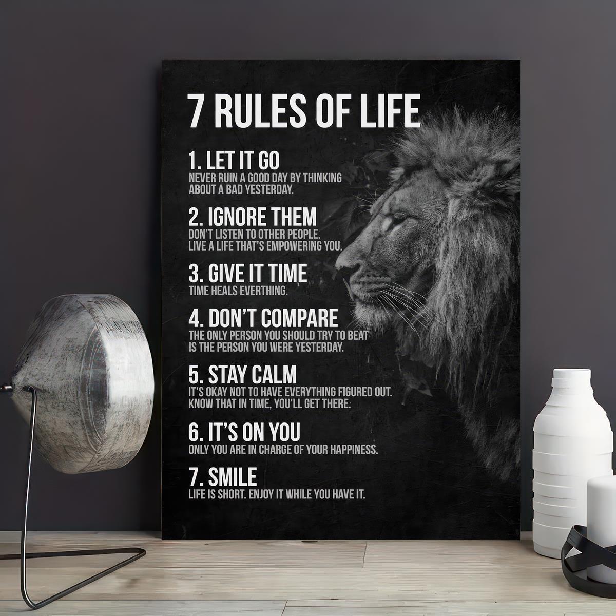 [1pc Inspirational Quotes Poster] 1pc Canvas Poster, Vintage Art, Inspirational Quotes Poster, 7 Rules Of Life, Ideal Gift For Bedroom, Decor Wall Art, Wall Decor, Fall Decor, Wall Decor, Room Decor, Room Decoration, No Frame