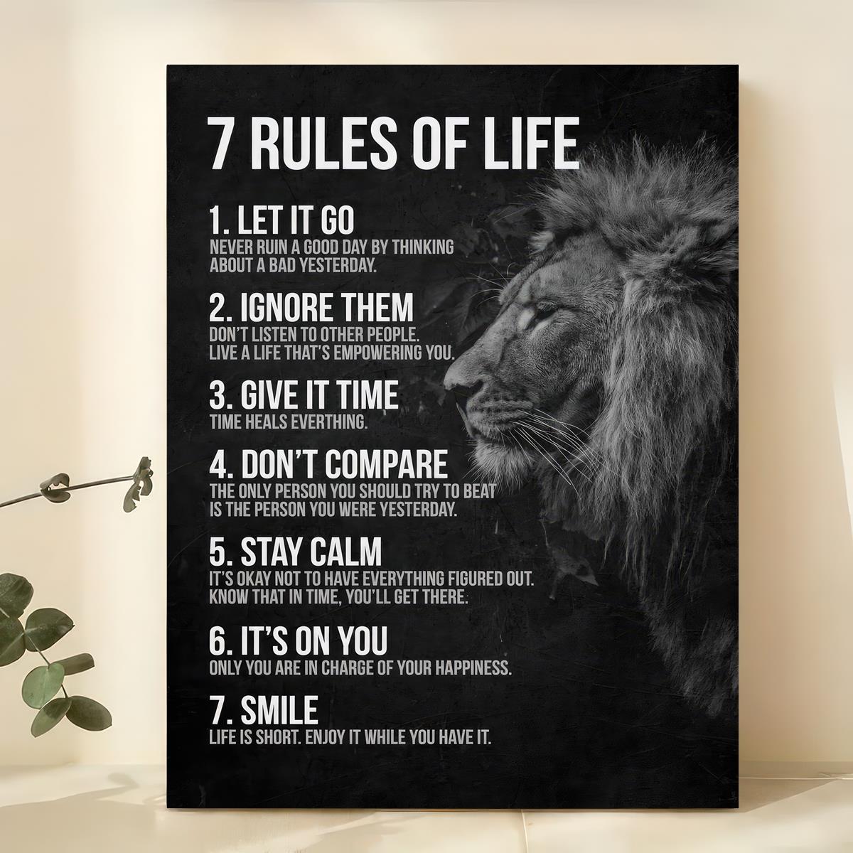 [1pc Inspirational Quotes Poster] 1pc Canvas Poster, Vintage Art, Inspirational Quotes Poster, 7 Rules Of Life, Ideal Gift For Bedroom, Decor Wall Art, Wall Decor, Fall Decor, Wall Decor, Room Decor, Room Decoration, No Frame