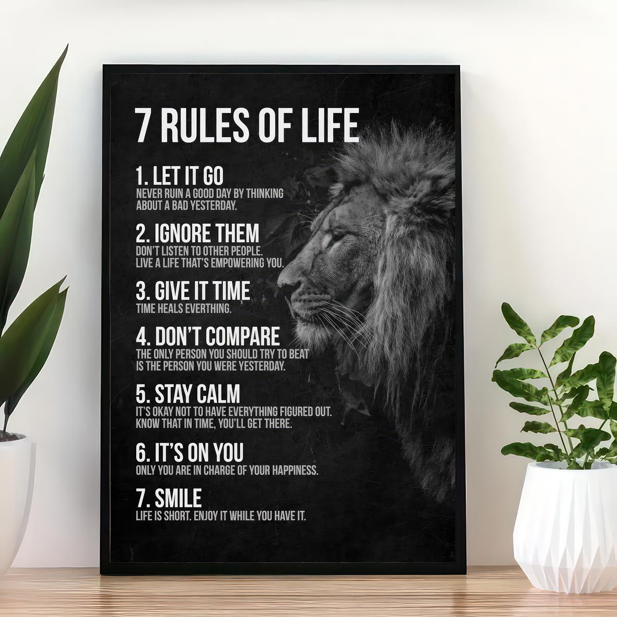 [1pc Inspirational Quotes Poster] 1pc Canvas Poster, Vintage Art, Inspirational Quotes Poster, 7 Rules Of Life, Ideal Gift For Bedroom, Decor Wall Art, Wall Decor, Fall Decor, Wall Decor, Room Decor, Room Decoration, No Frame