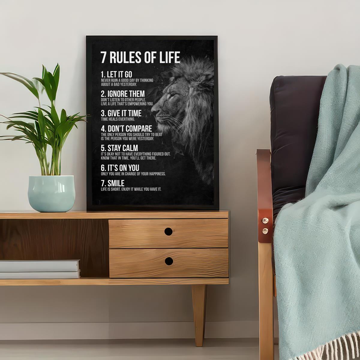 [1pc Inspirational Quotes Poster] 1pc Canvas Poster, Vintage Art, Inspirational Quotes Poster, 7 Rules Of Life, Ideal Gift For Bedroom, Decor Wall Art, Wall Decor, Fall Decor, Wall Decor, Room Decor, Room Decoration, No Frame