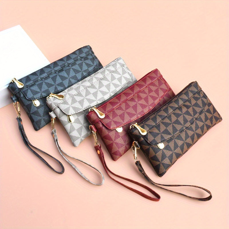 Fashion-Forward Geometric Print Clutch Bag - Durable Faux Leather, Chic Square Purse with Wristlet for Women - Perfect Evening Accessory for Any Occasion