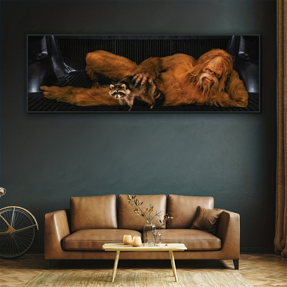 1pc Canvas Poster, Modern Art, Primitive Human Wall Art Canvas Painting, Animal Poster, Ideal Gift For Bedroom, Decor Wall Art, Wall Decor, Fall Decor, Wall Decor, Room Decoration, No Frame