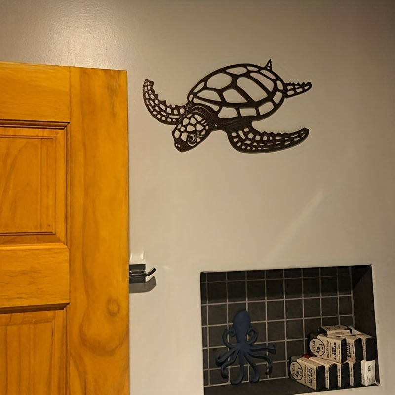 Les fabricants fournissent une station indépendante transfrontalière Art mural doré Tortue de mer Artisanat en métal doré Décorations de salon d'intérieur