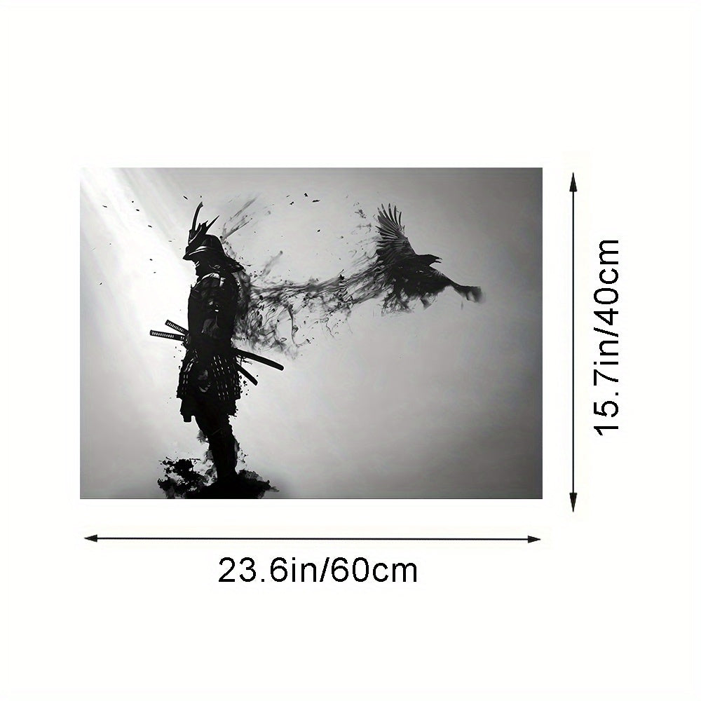 1pc Black And White Japanese Samurai Man Posters And Print, Wall Art Canvas Painting, Artwork For Living Room Cuadros Decor, No Frame