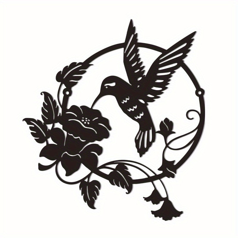 Décoration murale en métal représentant un colibri, idéale pour la décoration intérieure et extérieure