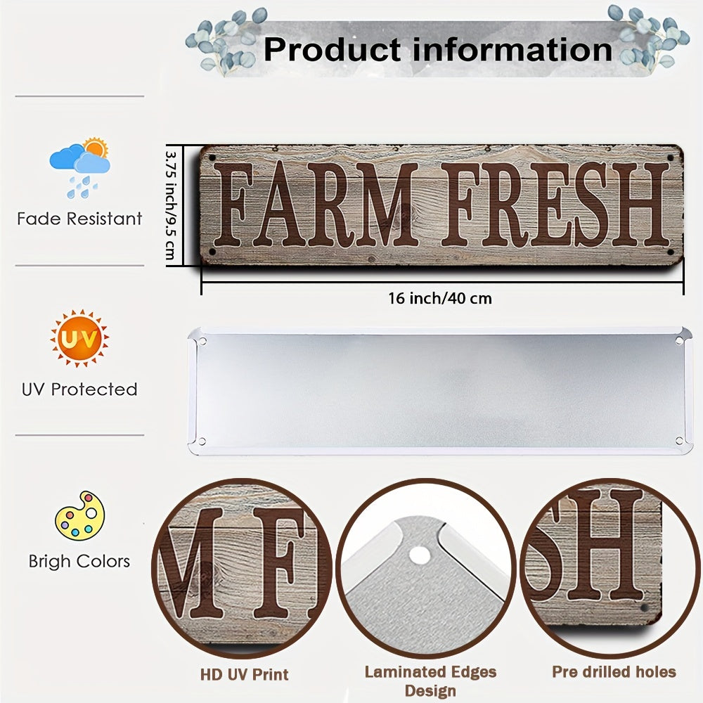 1pc Farm Fresh Retro Metal Sign - Unique Decorative Wall Art Signage for Primitive Farmhouse Kitchen Home Decor - 4x16/10cm*40cm, Versatile Room Decor for Kitchen, Room, Bar, Garage, Embracing Rustic, Retro, Vintage Style