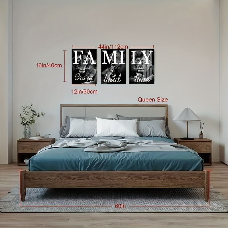 [3 toiles Lion Wall Art] 3 peintures sur toile, Art mural familial Lion, Cadeau idéal pour salon, cuisine, Art mural décoratif Décoration murale, Décoration de la maison, Art mural, Décoration de chambre, Décoration de chambre, Sans cadre
