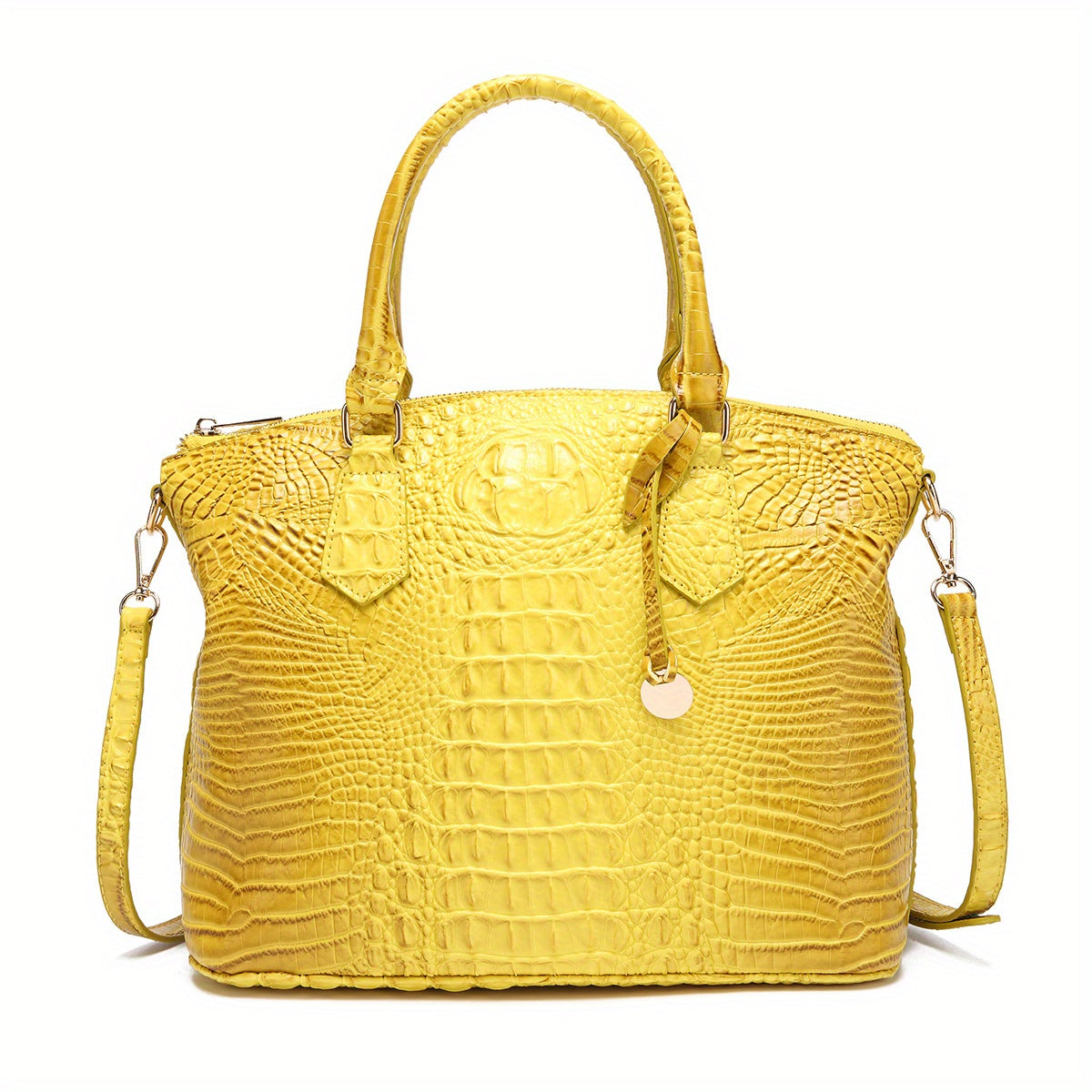Fashion-Forward Crocodile Pattern Tote Bag - Double Handle Work Purse with Secure Zipper Closure - Perfect for Stylish, Professional Women - A Trendy Daily Accessory