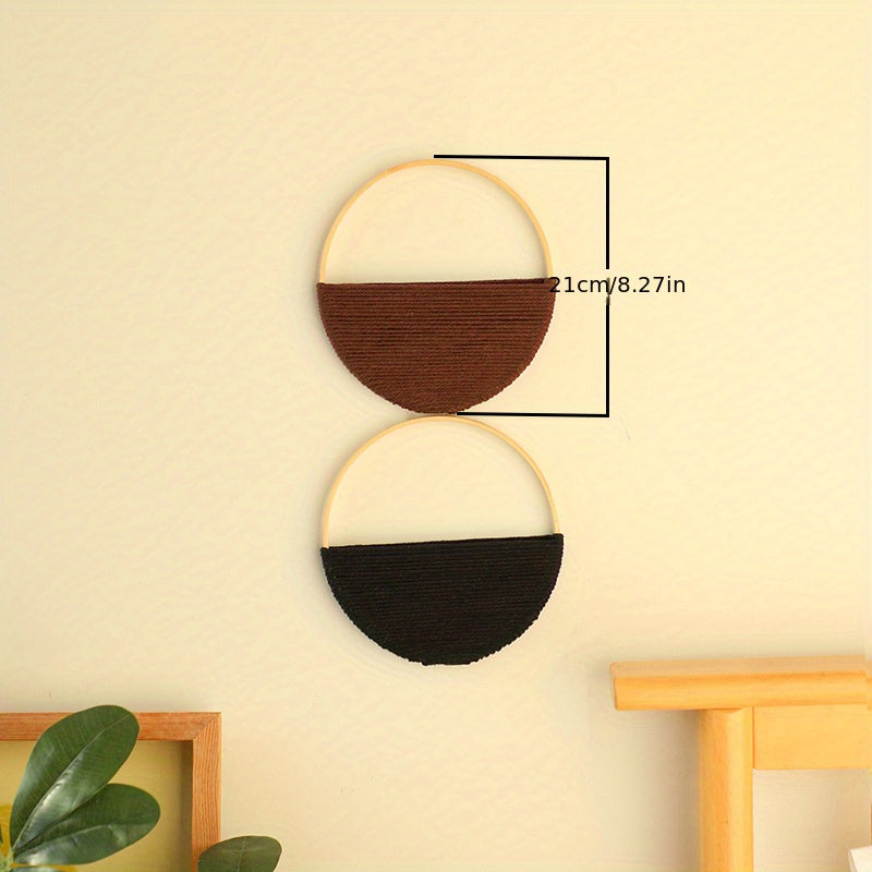 [Ensemble d'art mural circulaire minimaliste] Décoration murale bohème en macramé moderne : Ensemble d'art mural circulaire pour un look abstrait minimaliste Cadeau de Pâques