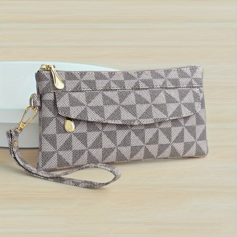 Fashion-Forward Geometric Print Clutch Bag - Durable Faux Leather, Chic Square Purse with Wristlet for Women - Perfect Evening Accessory for Any Occasion