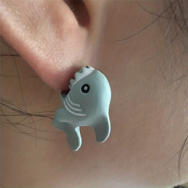 Charming Metal Cartoon Animal Earrings - Cute Dinosaur, Puppy & Whale Designs for Men and Women - Perfect Party Favors & Gifts, Clay Bite, Fashion Accessories