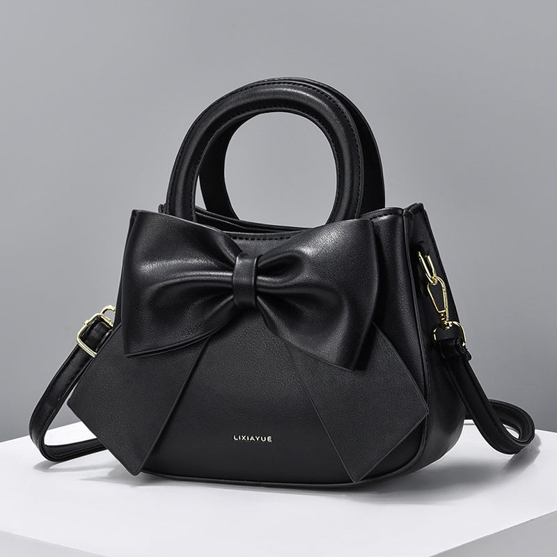 Chic Bow Accent Handbag - Durable Faux Leather, Dual Handle & Crossbody - Stylish Womens Purse for Everyday Fashion