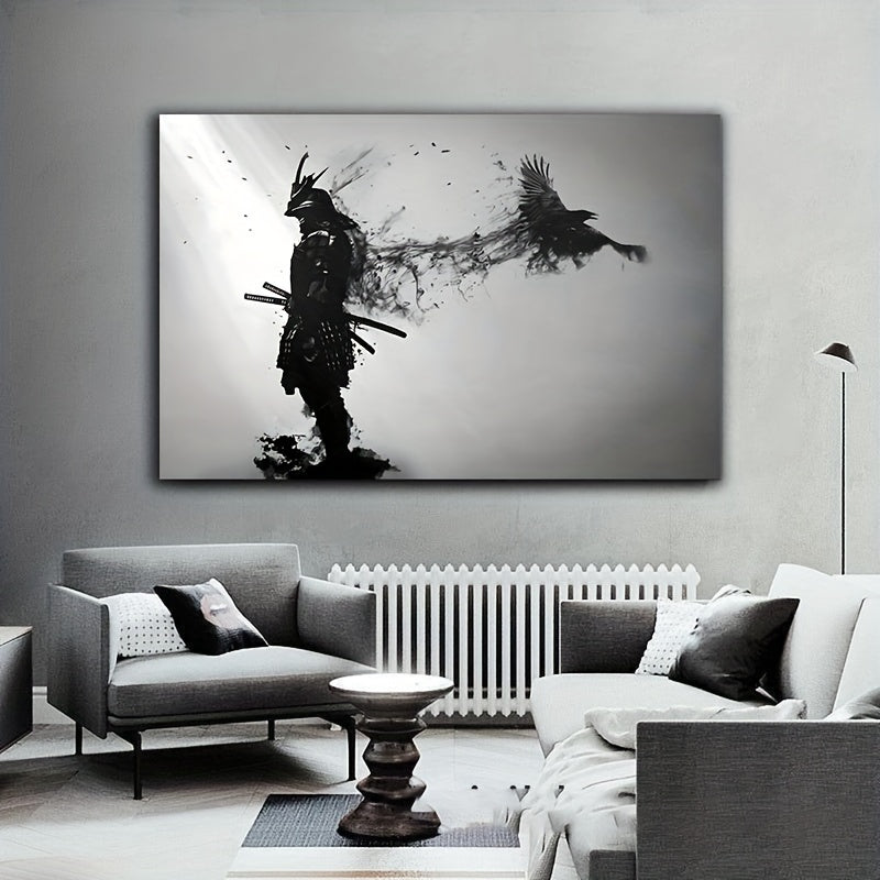 1pc Black And White Japanese Samurai Man Posters And Print, Wall Art Canvas Painting, Artwork For Living Room Cuadros Decor, No Frame