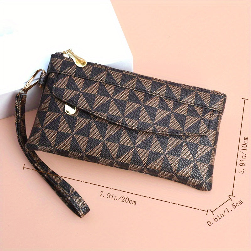 Fashion-Forward Geometric Print Clutch Bag - Durable Faux Leather, Chic Square Purse with Wristlet for Women - Perfect Evening Accessory for Any Occasion