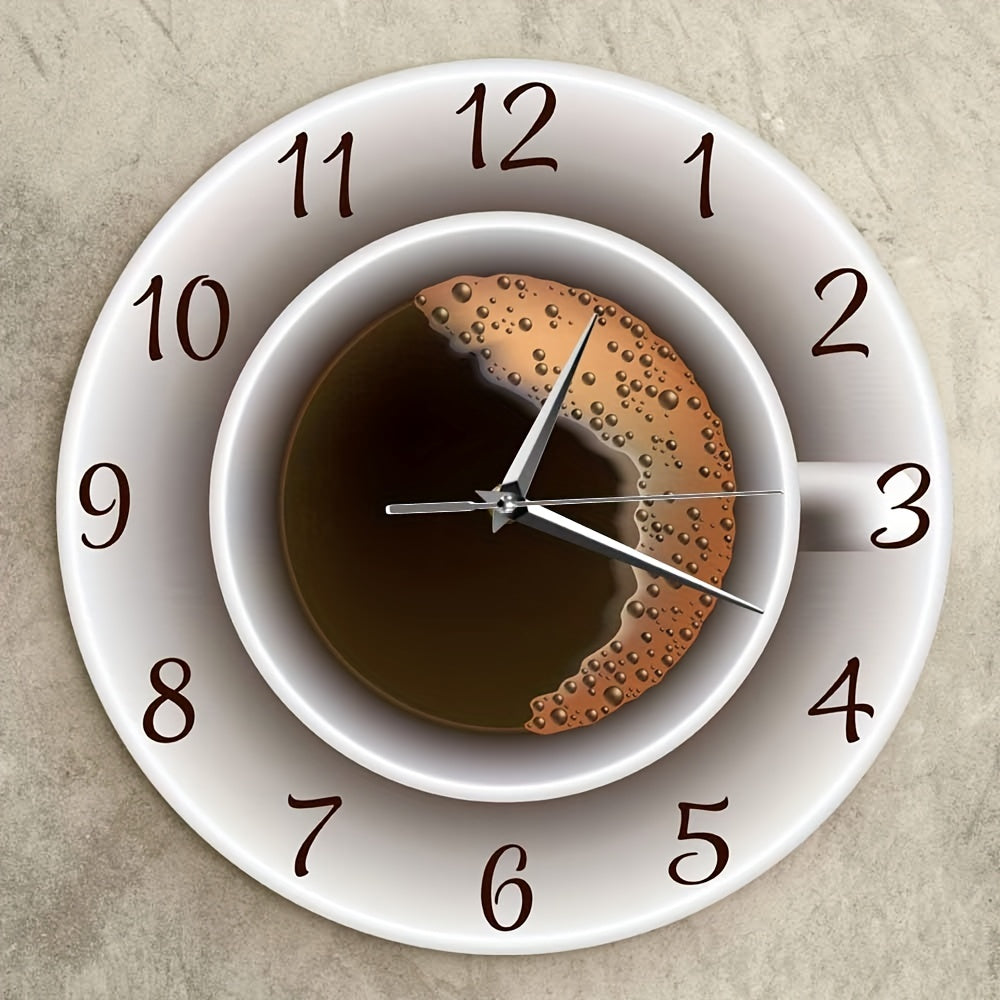 1pc Whimsical Coffee Cup Silent Wall Clock - Decorative Kitchen Wall Art, Cafe-Inspired Hanging Watch for Bedroom, Living Room, School, Birthday Party Decoration - Unique Gift Idea for Coffee Lovers