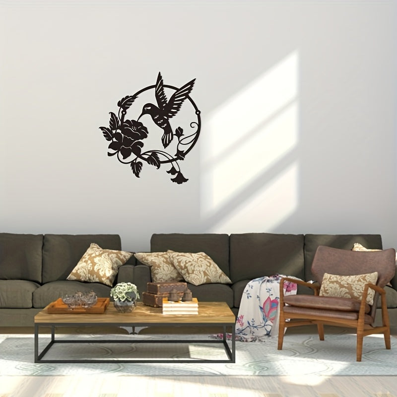 Décoration murale en métal représentant un colibri, idéale pour la décoration intérieure et extérieure