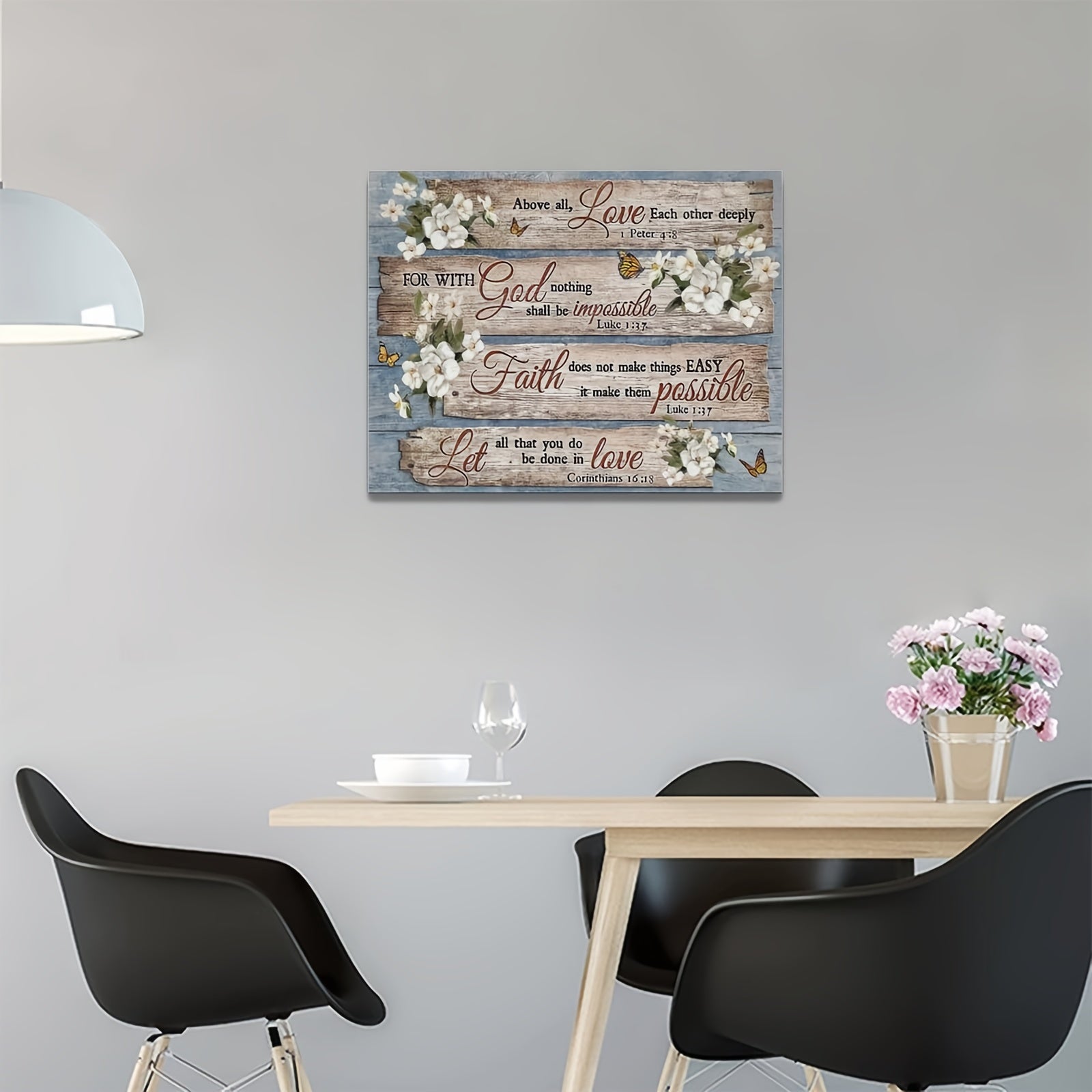 1pc Bible Verse Wall Art Rustic Inspirational Bible Verses Flower Pictures Wall Decor Christian Religions Motivational Painting Country Canvas Farmhouse Prints Home Artwork Decor No Framed