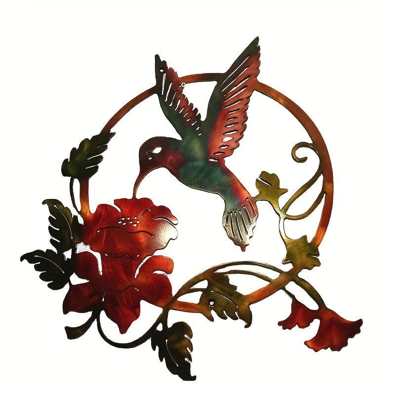 Décoration murale en métal représentant un colibri, idéale pour la décoration intérieure et extérieure